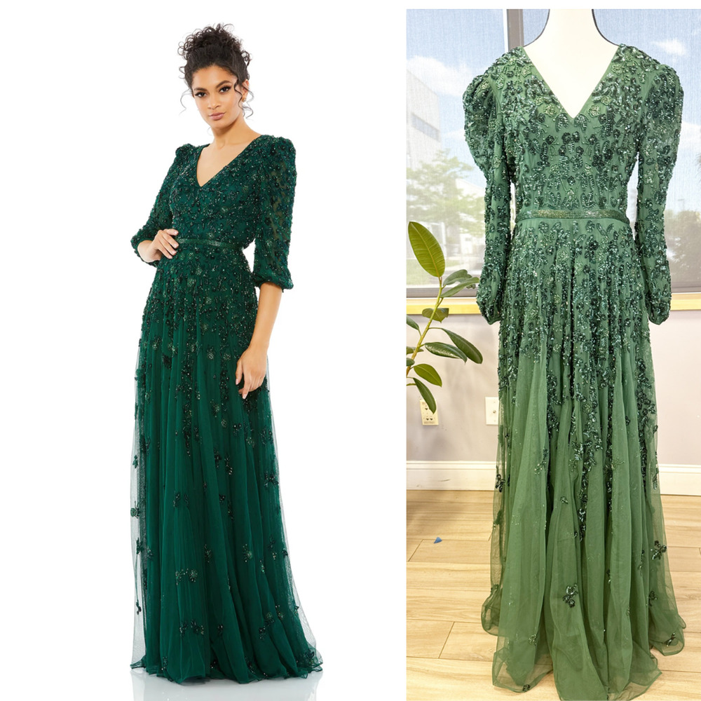 EMBELLISHED V NECK 3/4 SLEEVE A LINE GOWN  5497 Size 14